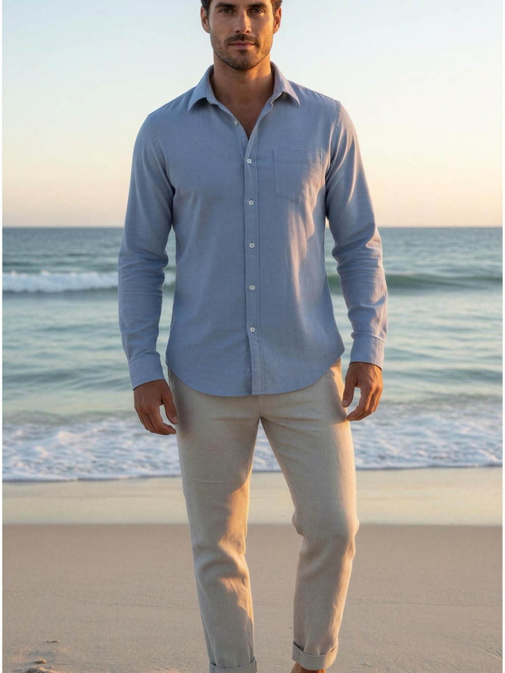 J.Crew Men’s M Blue White Tight Pinstripe Cotton Classic Button Down Shirt